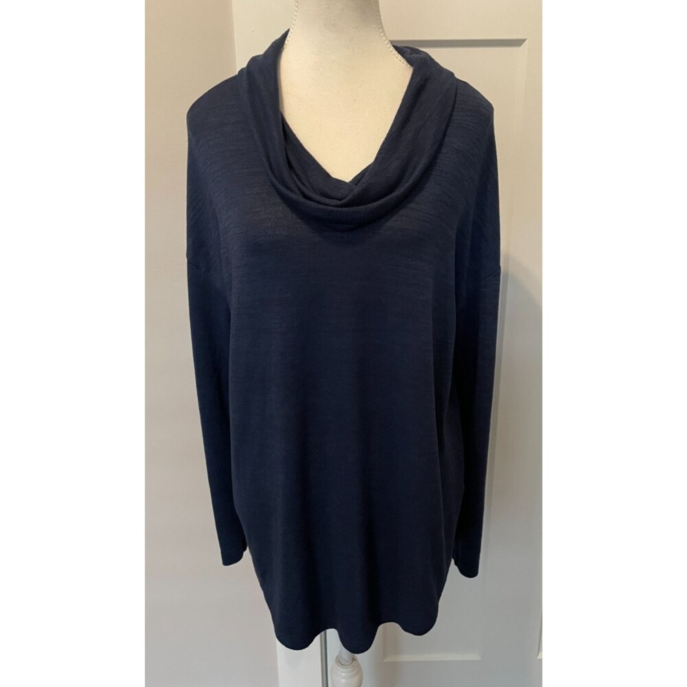 BANANA REPUBLIC Womens Knit TOP Long Sleeve BLUE Cowl Neck Size L